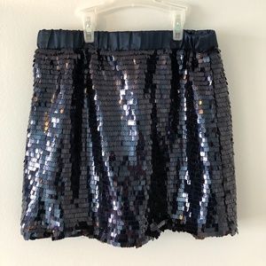 Fitted Navy Blue Sequence Skirt